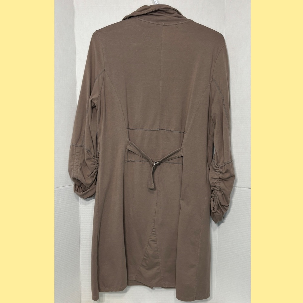 neon buddha Whimsigoth Button-Front Long Lightweight Trench Coat Cotton Tunic - Picture 3 of 9